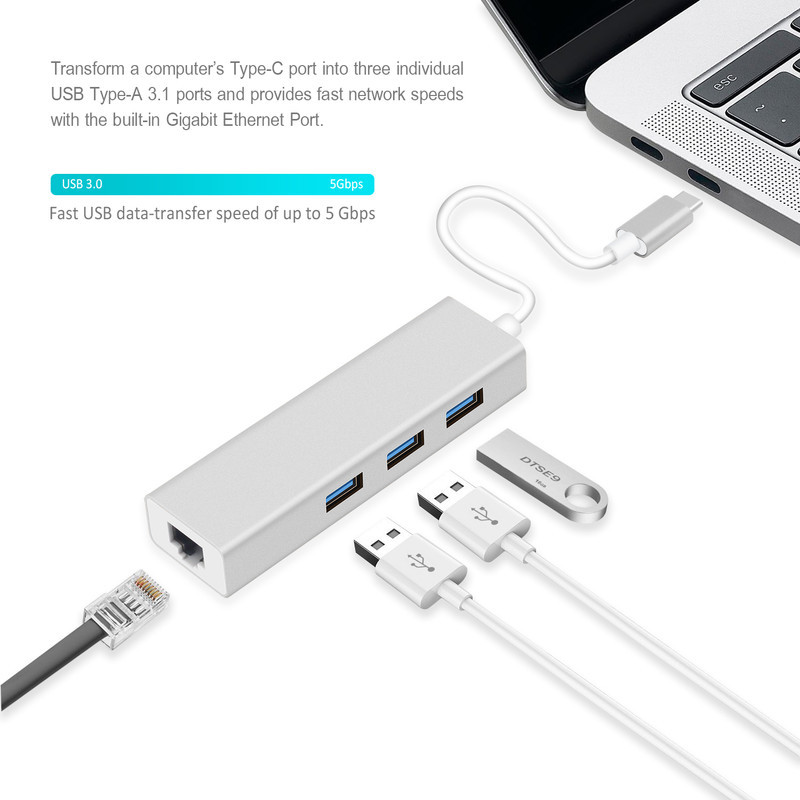 مبدل USB-C به LANUSB3 مدل 3ports