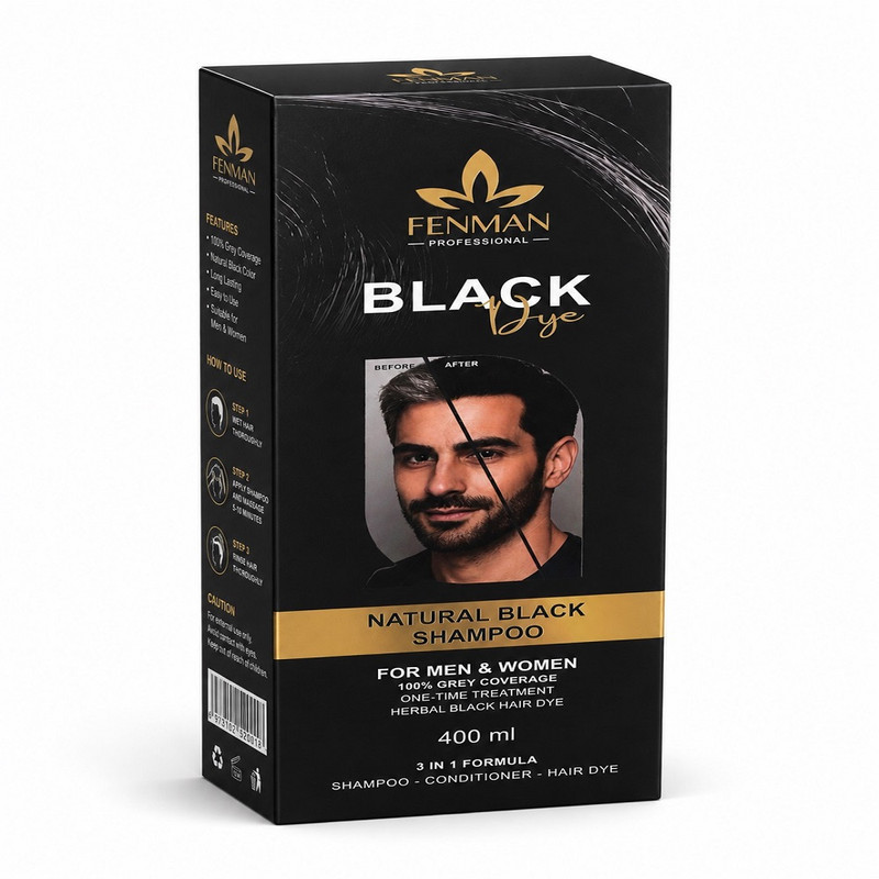 شامپو رنگ مو فنمن مدل natural رنگ مشکی حجم 400 میلی لیتر