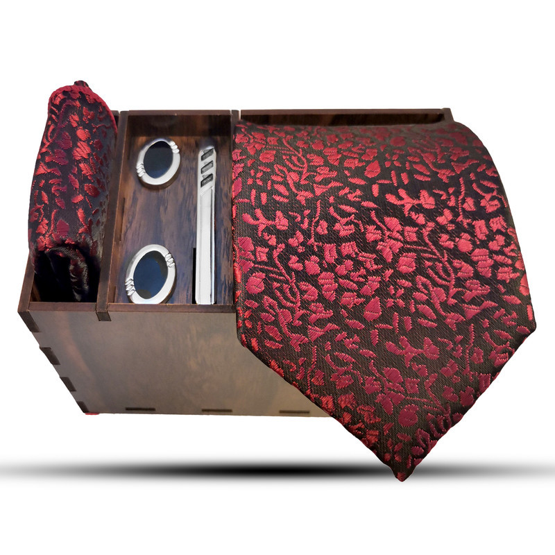 ست کراوات و دستمال جیب و دکمه سردست و گیره کراوات مردانه مدل 570C