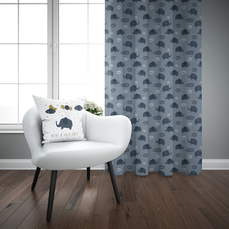 پرده مدل اتاق کودک طرح پسرانه فیل پرنده سایز 140x280 سانتی متر
