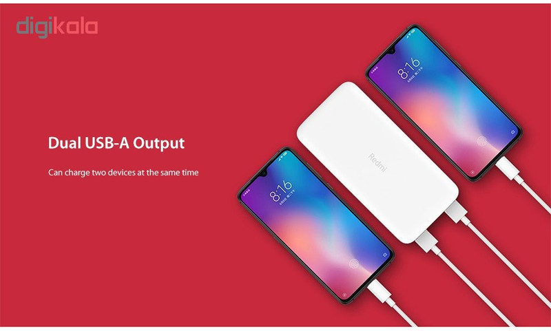 پاوربانک 18 وات شیائومی مدل Redmi PB200LZM ظرفیت 20000 میلی آمپرساعت به همراه شارژر دیواری سامسونگ و کابل تبدیل
