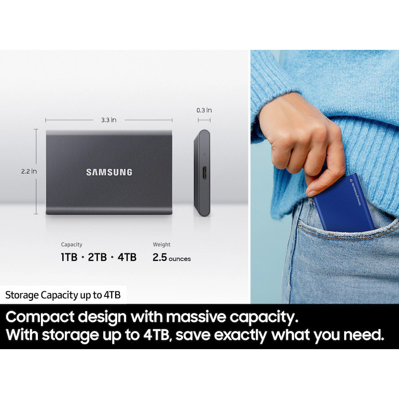 اس اس دی اکسترنال سامسونگ مدل T7 USB 3.2 ظرفیت 4 ترابایت رابط USB 3.2 Gen2