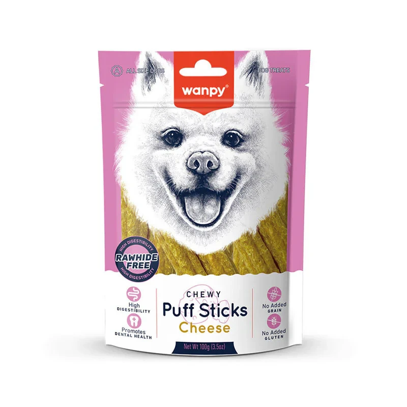 تشویقی سگ ونپی مدل Chewy Puff Stick طعم مرغ وزن 100 گرم