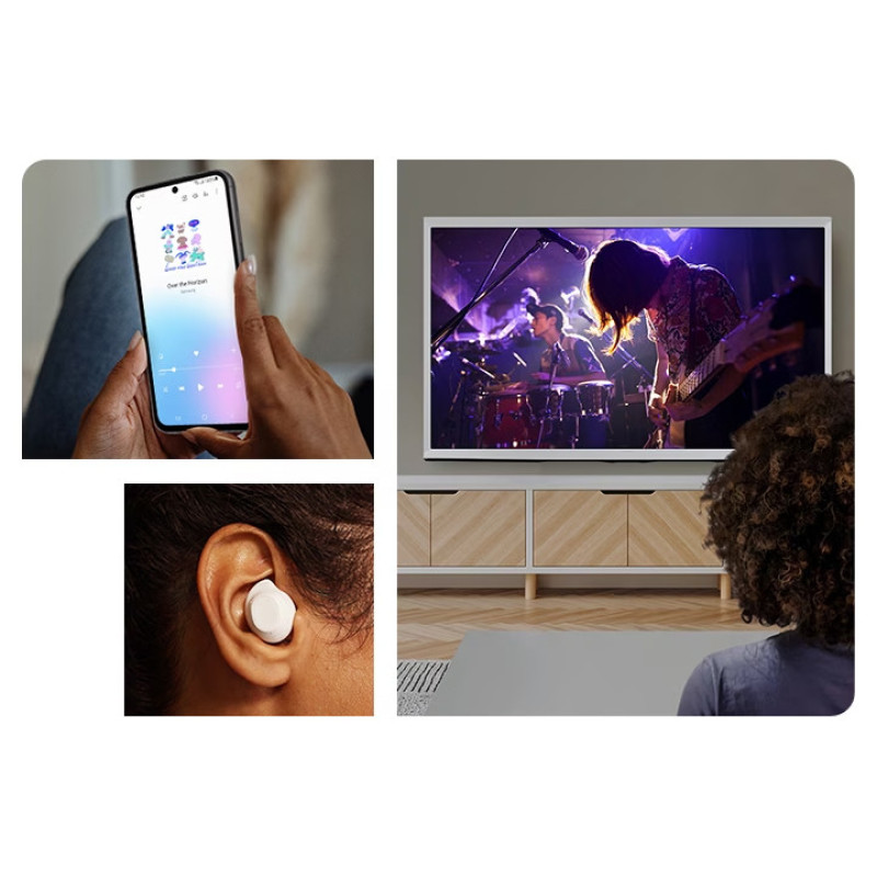 هدفون بلوتوثی سامسونگ مدل Galaxy Buds FE با نویز کنسلینگ فعال (ANC)، درگاه شارژ USB Type-C، دارای میکروفون دوگانه، مقاوم در برابر رطوبت و عرق