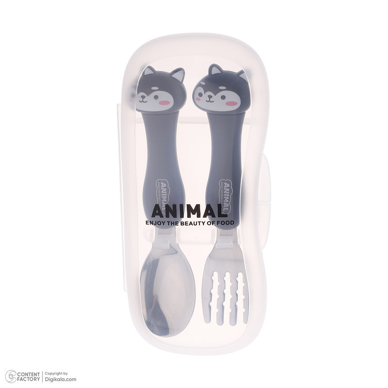 قاشق و چنگال کودک مدل Animal بسته 2 عددی