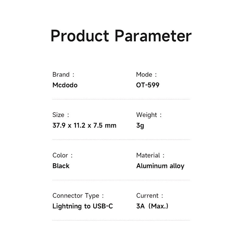 مبدل لایتنینگ به USB-C مک دودو مدل OT-599 60W