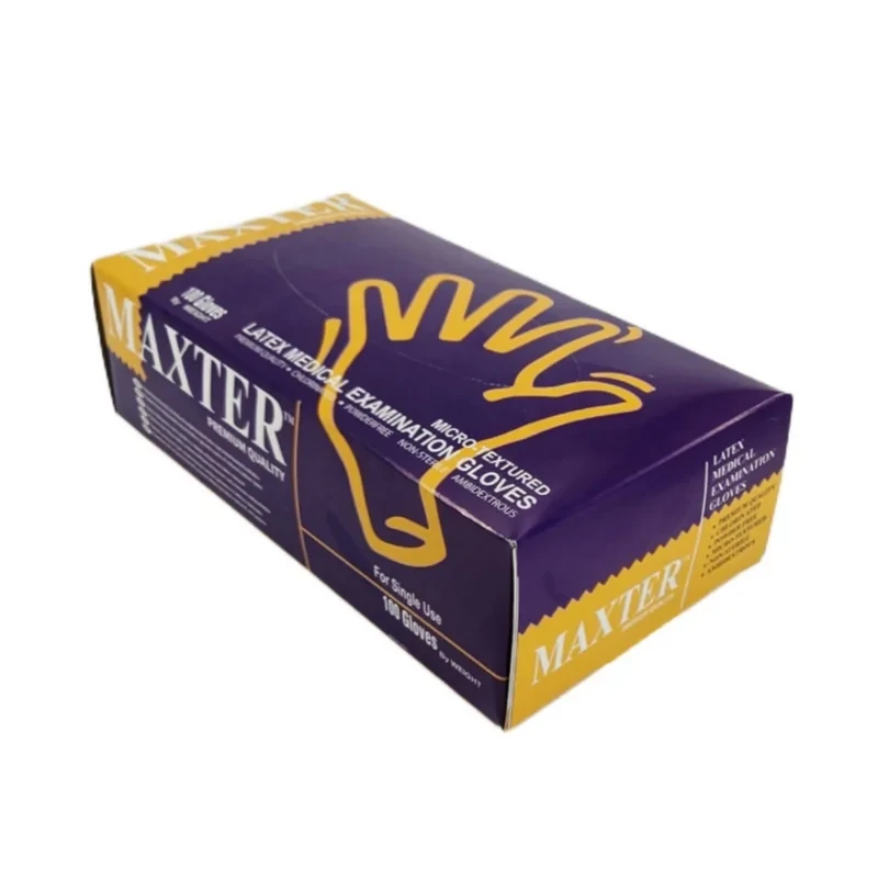 دستکش لاتکس غیر پودری مدل مکستر سایز بزرگ (L) بسته 100 عددی