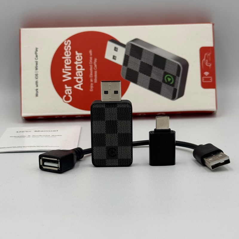کارپلی و اندروید اتو مدل Wireless CarPlayAndroid Auto به همراه مبدل USB به USB-C و کابل افزایش طول USB