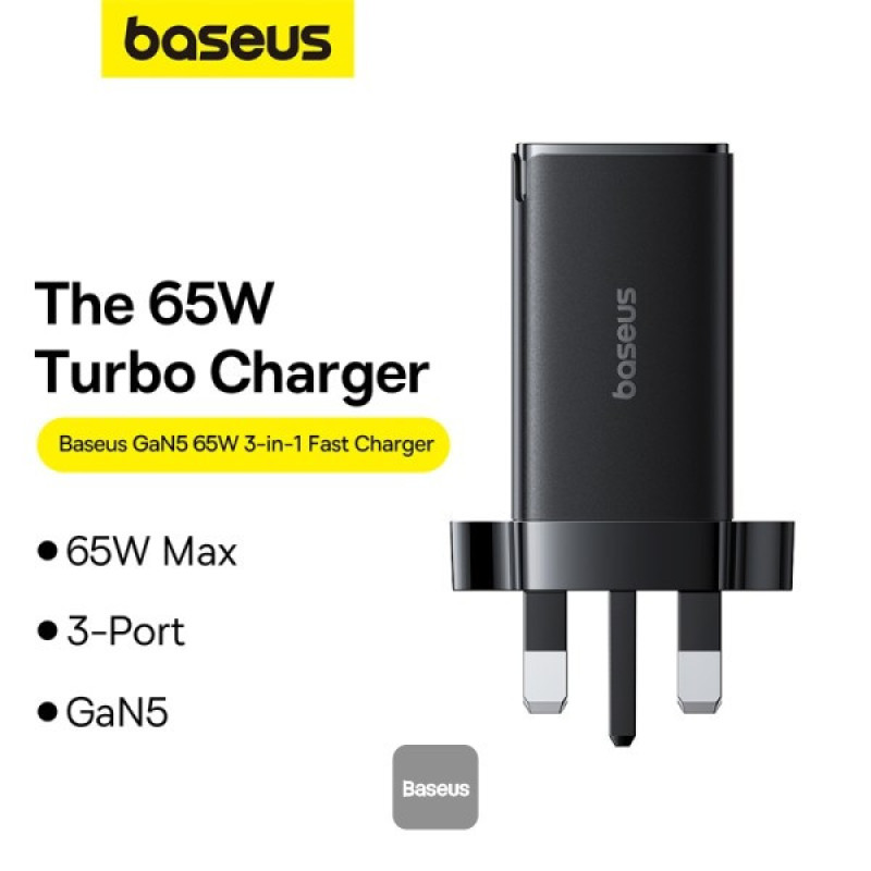 شارژر دیواری 65 وات بیسوس مدل CCGAN65UK به همراه کابل USB-C