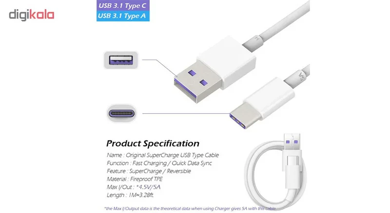 کابل تبدیل USB به USB-C مدل HL1289 طول 1 متر