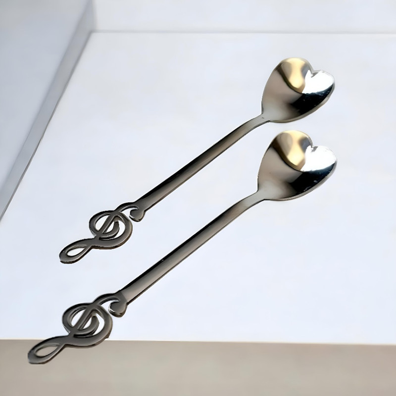 قاشق چای خوری مدل ملودی طرح قلب بسته 2 عددی