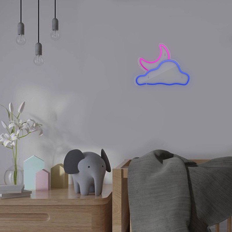 چراغ دیواری نئون دیزاین طرح Cloud-Vs-Moon_MLC