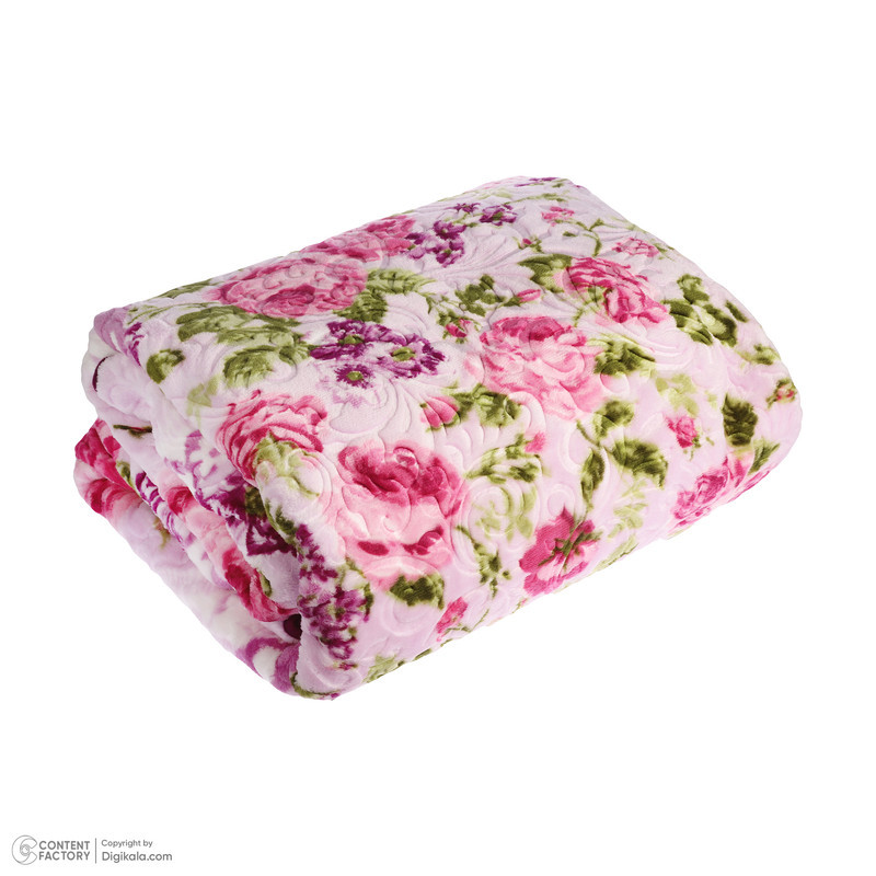 پتو دو نفره گلبافت مدل گلدار پرسی سایز 240x220 سانتی‌متر
