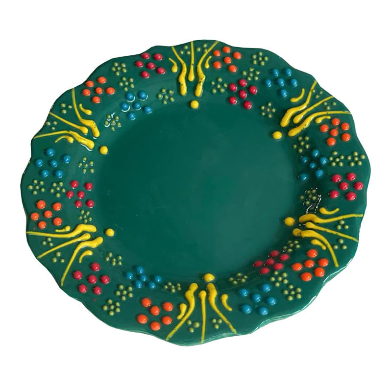 بشقاب میناکاری مدل نقش برجسته لب کنگره ای کد 138 بسته 12 عددی