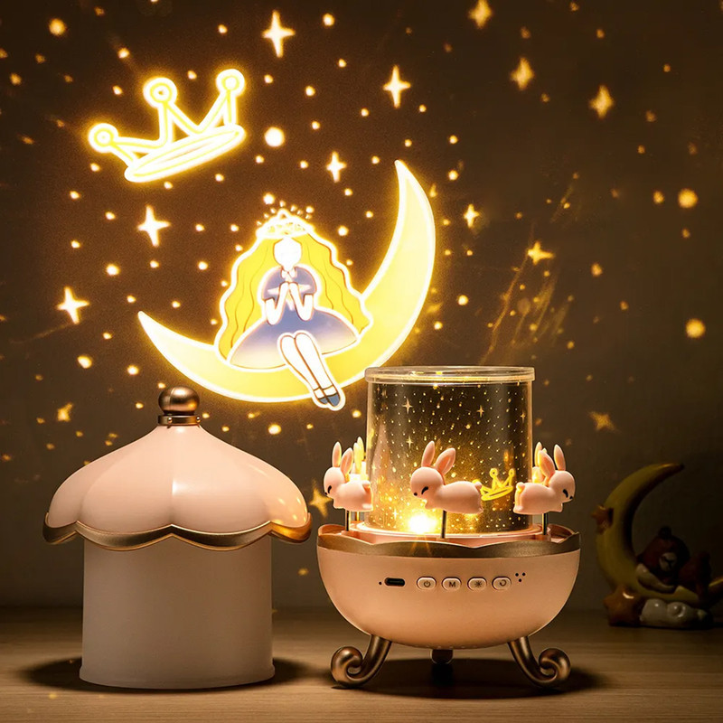 چراغ خواب طرح چرخ و فلک مدل WH-E03 بلوتوثی