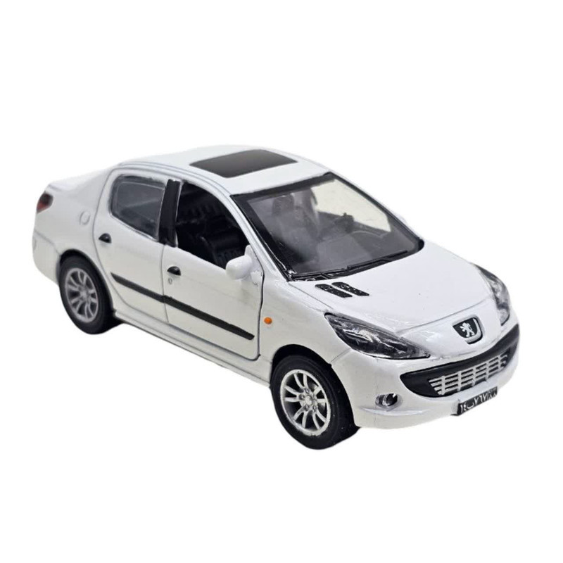ماشین بازی ناب سل مدل پژو 207 فلزی موزیکال چراغدار عقب کش کد Peugeot 207 metallic musical with pull-back lights
