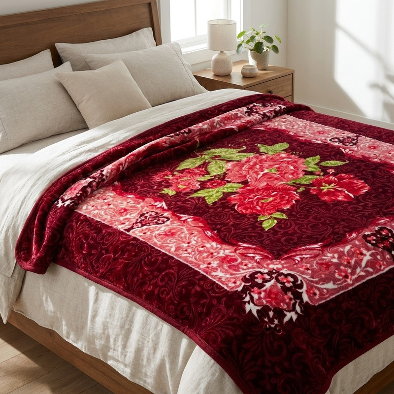 پتو 1 نفر گلبافت مدل گل برجسته کد 130 سایز 220x160 سانتی‌متر