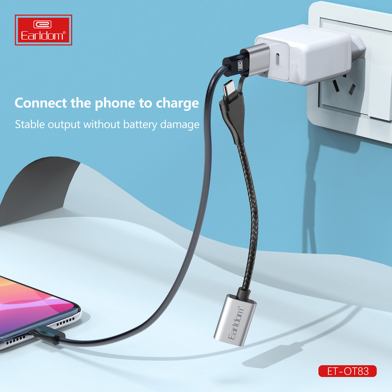 مبدل OTG USB به USB-C  USB  ارلدام مدل 2IN1 OT83