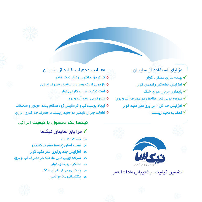 سایبان کولر آبی مدل نیکسا A71