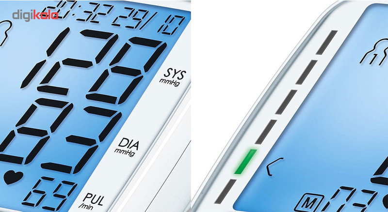 فشارسنج بازویی بیورر مدل BM47 با 120 حافظه برای 4 کاربر، نمایشگر LCD بزرگ، تشخیص آریتمی و ضربان نامنظم، هشدار خطای محاسباتی و خاموشی خودکار