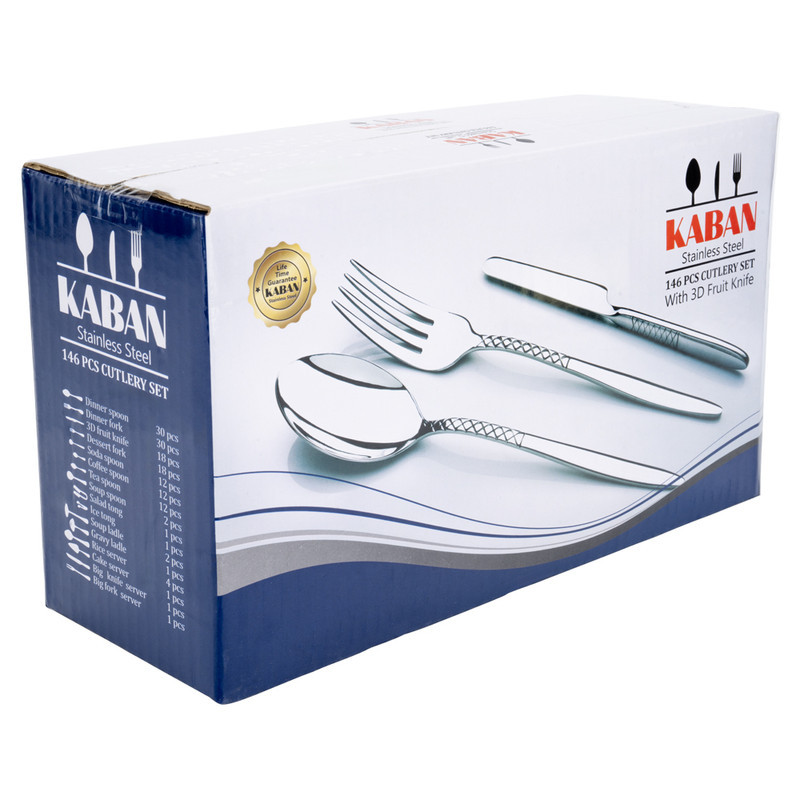 سرویس قاشق، چنگال و کارد استیل 146 پارچه 30 نفره کابان مدل 194