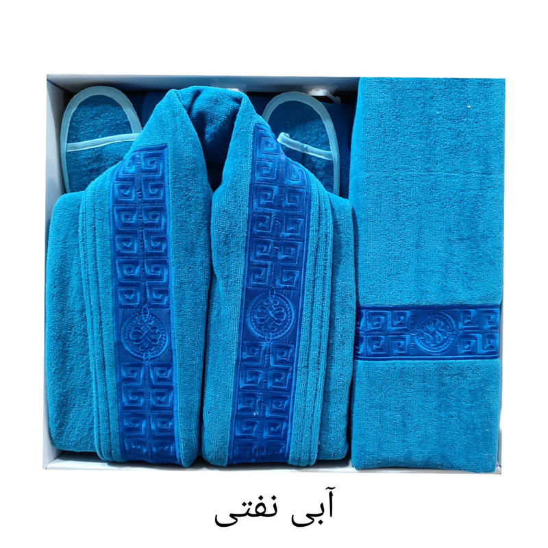 سرویس حوله پالتویی 3 تکه آنا طرح Home سایز 125