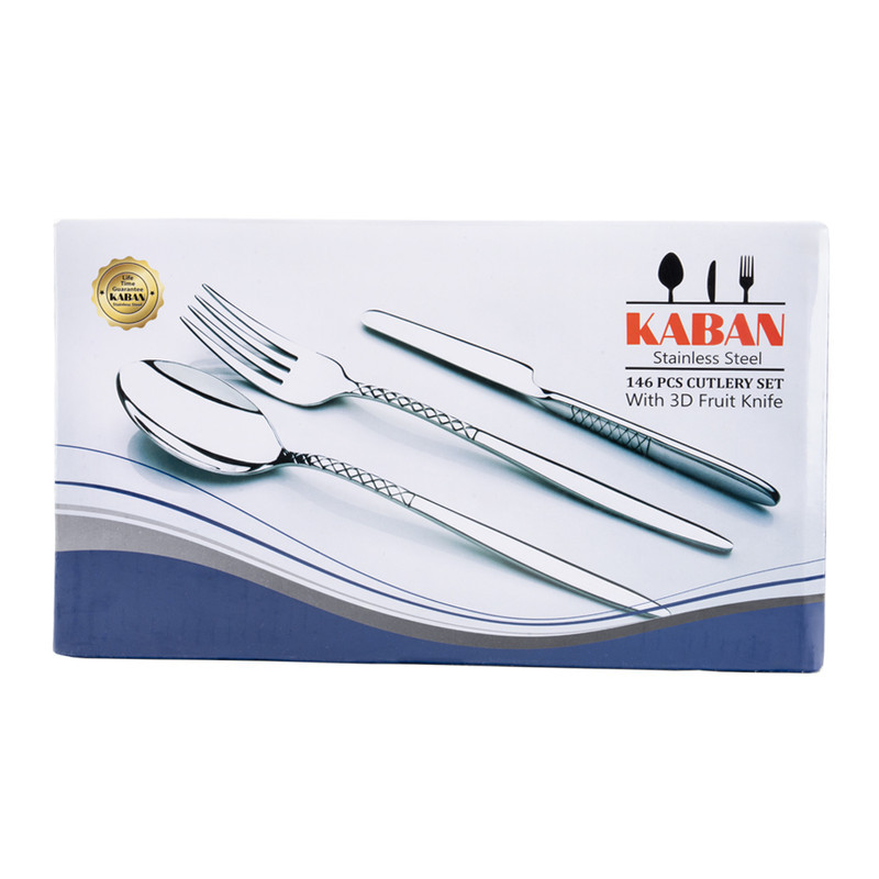 سرویس قاشق، چنگال و کارد استیل 146 پارچه 30 نفره کابان مدل 163