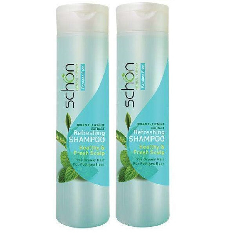 شامپو تقویت کننده مو شون مدل green tea and mint حجم 400 میلی لیتر مجموعه 2 عددی