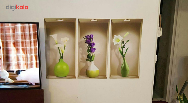 استیکر دیواری ژیوار طرح طاقچه گل های بهاری