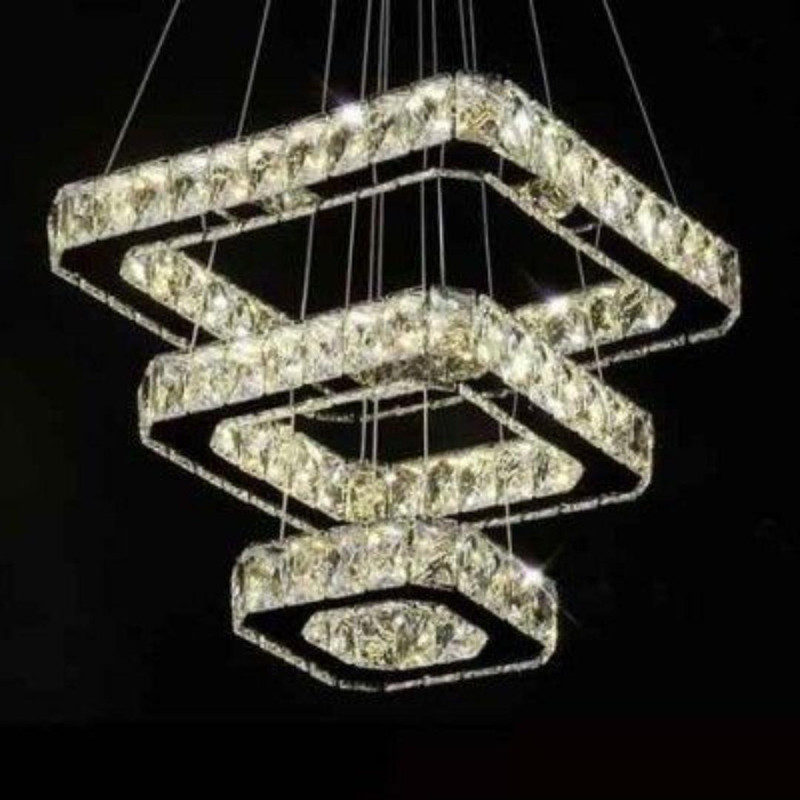 لوستر 3 شعله پادینا مدل کریستالی مربع کد MK3