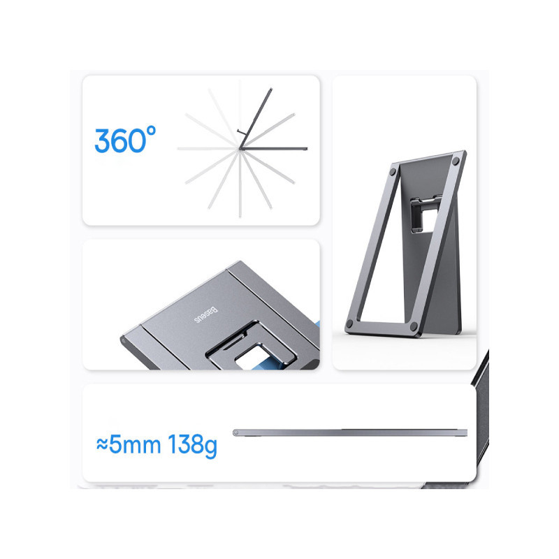 پایه نگهدارنده گوشی موبایل و تبلت بیسوس مدل Foldable Metal Desktop Holder LUKP000013