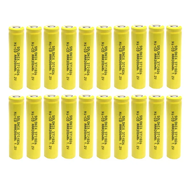 باتری نیم قلمی قابل شارژ سولونیکس مدل صنعتی 300mAh سرتخت مجموعه 20 عددی