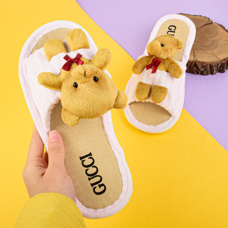 دمپایی حوله ای زنانه مدل TEDDY Bear PK.2986