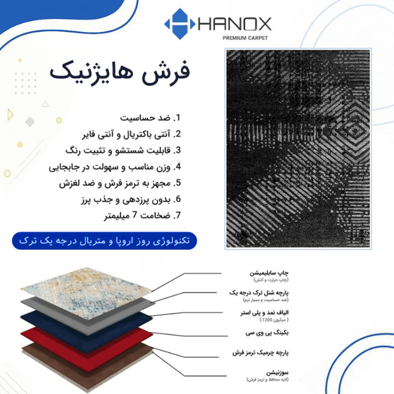 فرش ماشینی 1000 شانه هانوکس زمینه طوسی حاشیه طوسی کرم مدل مینیمال کد HANM.0020.3