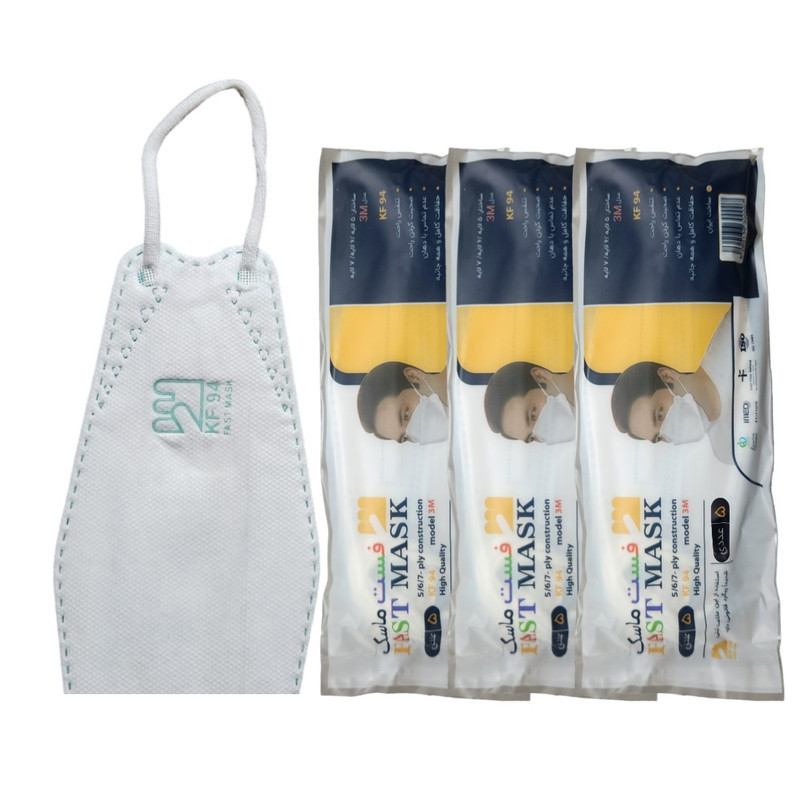 ماسک تنفسی فست مدل 6 لایه سه بعدی نانو FAST-KF94 بسته 25 عددی