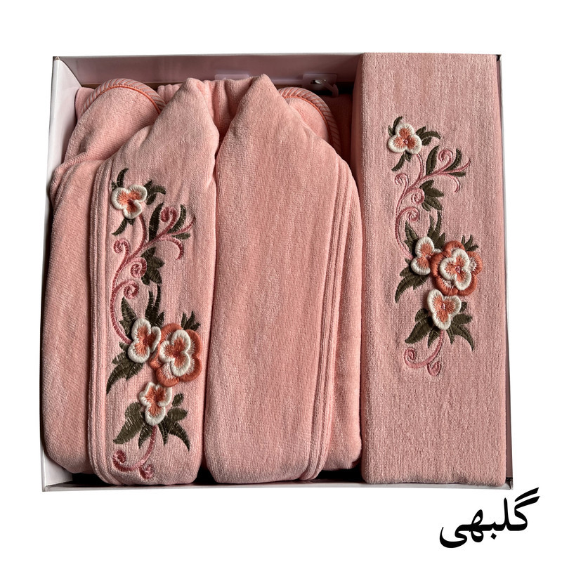سرویس حوله پالتویی 4 تکه طرح ماریبور مدل هنر