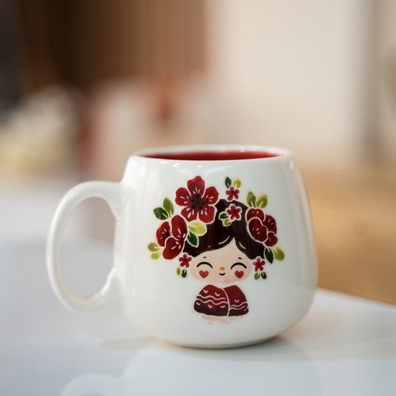 ماگ مدل دختر گل به سر