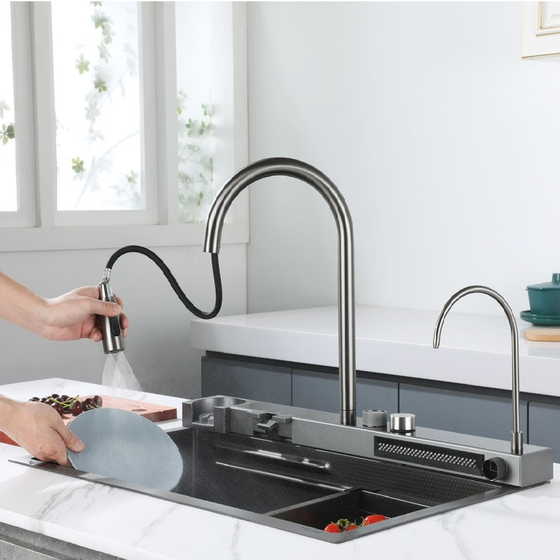 سینک ظرفشویی استیل مدل پیانویی اسمارت توکار