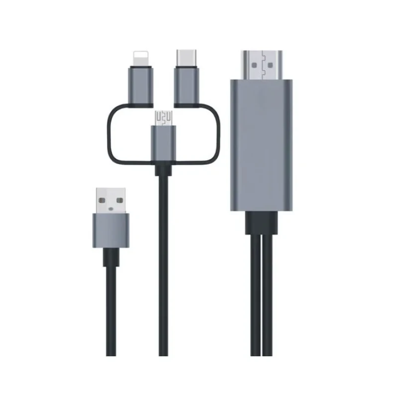 کابل تبدیل HDMI به USB-C  microUSB  لایتنینگ مدل PCH70 طول 1.8 متر