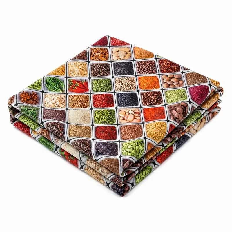سفره ۶ نفره مدل TCA270408 طرح ادویه سایز ۱۴۰×۱۰۰ سانتیمتر