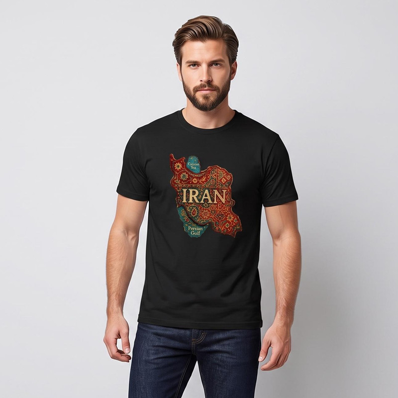 تی‌شرت آستین کوتاه یقه گرد مردانه مدل نقشه ایران کد 9
