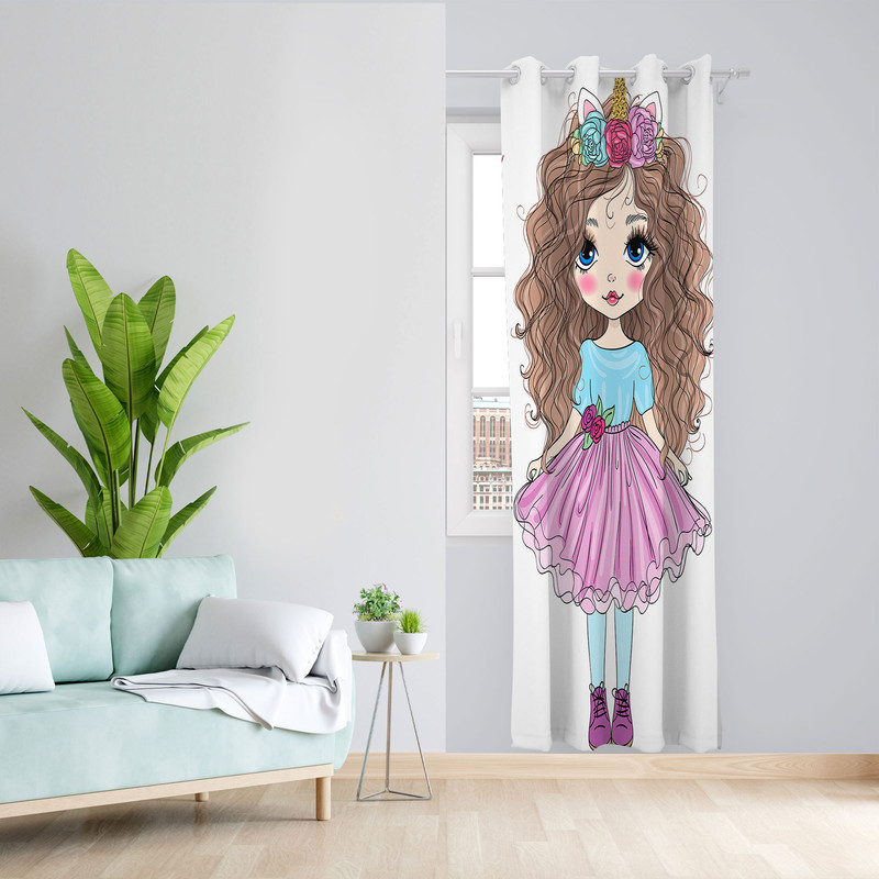 پرده مدل دختر مخمل پانچی کد 2645 سایز 140x280 سانتی متر