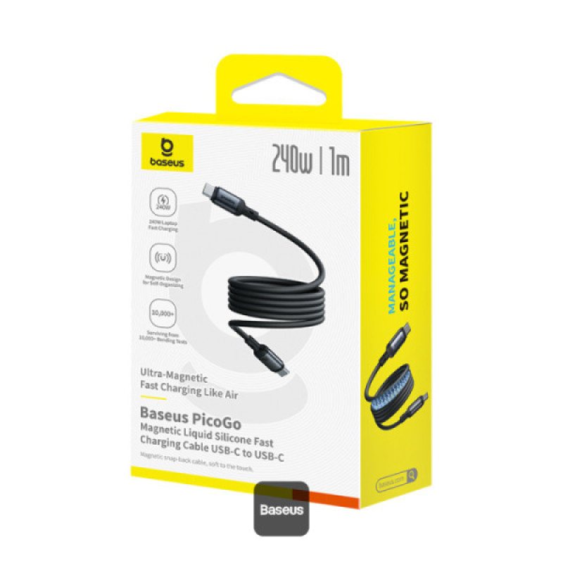 کابل USB-C بیسوس مدل PicoGo Magnetic 240W طول 1 متر