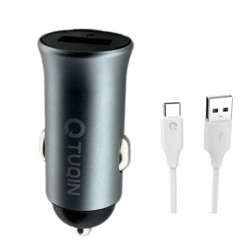 شارژر فندکی 24 وات تیوکین مدل QC02 به همراه کابل تبدیل USB-C