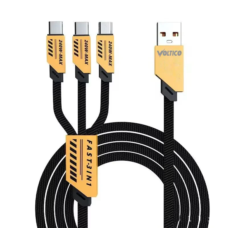 کابل تبدیل USB به micro USB  USB-C  لایتنینگ ولتیکو مدل ALLINONESUPERFAST240W طول 12 متر