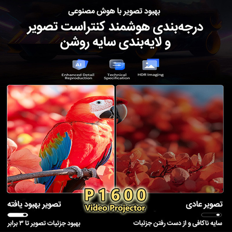 ویدئو پروژکتور مدل P1600 با وضوح تصویر 4K Ultra HD