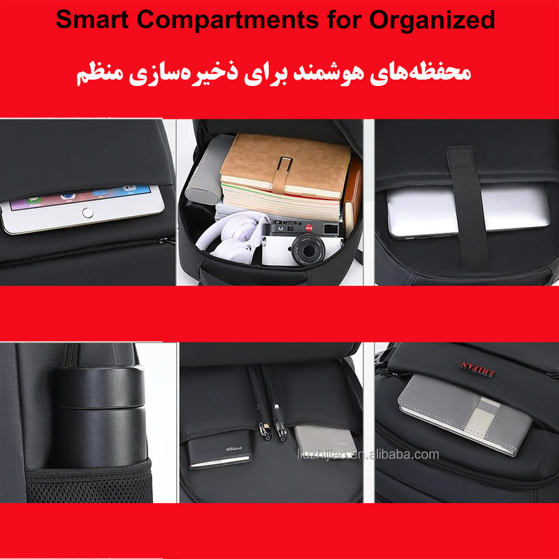 کوله پشتی لپ تاپ مدل زیفان کد 5428 مناسب برای لپ تاپ 16 تا 17 اینچی