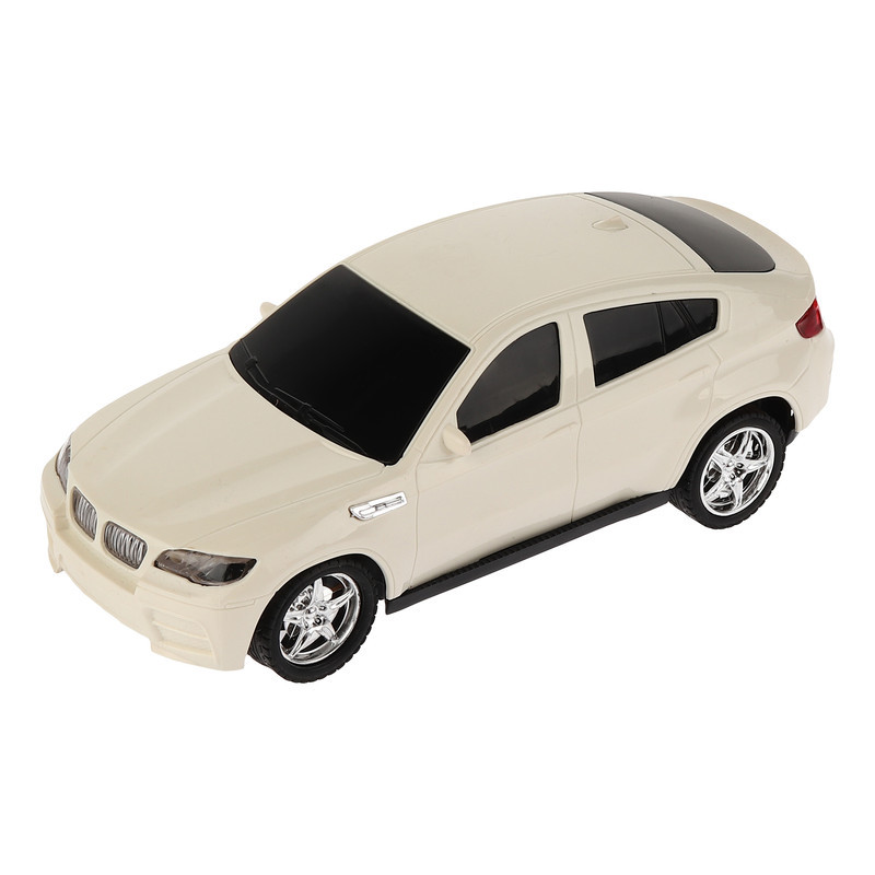 ماشین بازی کنترلی مدل سواری طرح BMW دارای چراغ و قابلیت حرکت در چهار جهت جلو، عقب، چپ و راست، بدنه پلاستیکی سبک و ابعاد 150x70x100 میلی‌متر
