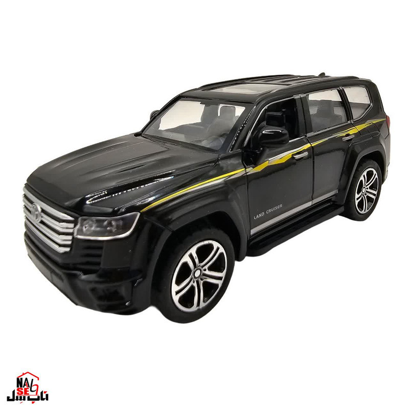 ماکت ماشین ناب سل مدل تویوتا لندکروز فلزی موزیکال چراغدار عقب کش کد Toyota Land Cruiser metal c55566 vx به همراه استند