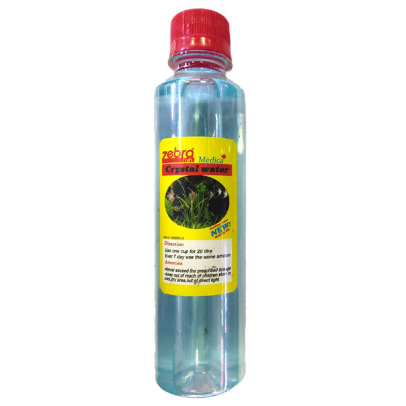 محلول شفاف کننده آب آکواریوم زبرا مدل Crystal water حجم 250 میلی لیتر
